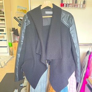 Black sweater with faux leather